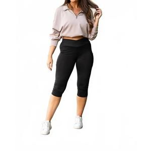 NEW JULIA ROSE lillian sculpting crossover capris in black